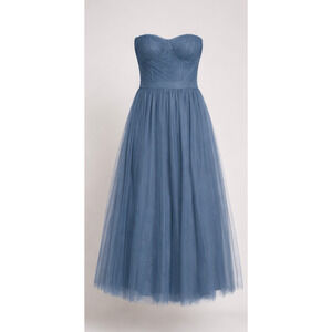 Lace & Beads Lorena Strapless Tulle Maxi Dress Womens 16 Ethereal Blue Formal